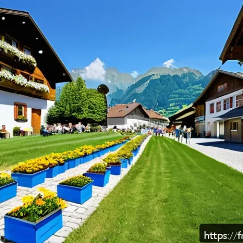 Home 32 리히텐슈타인의 치안과 안전 - A picturesque alpine village in Liechtenstein during a sunny day, showcasing traditional wooden hous...