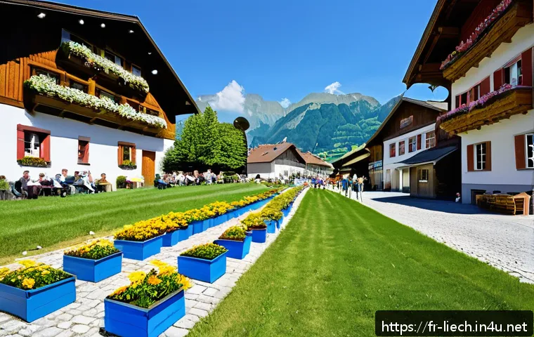 리히텐슈타인의 치안과 안전 - A picturesque alpine village in Liechtenstein during a sunny day, showcasing traditional wooden hous...