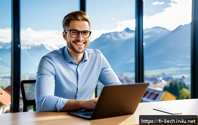 리히텐슈타인의 온라인 비즈니스 가능성 - A modern digital entrepreneur workspace in Liechtenstein, featuring a sleek laptop displaying blockc...